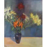 Mid-20th century oil on canvas, still life, indistinctly signed, A Mine?, 73cm x 60cm, unframed A