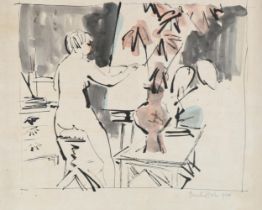 Quentin Blake, lithograph, artist's studio, signed in pencil, dated 1958, sheet size 33cm x 38cm,