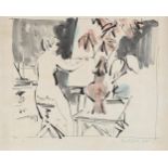 Quentin Blake, lithograph, artist's studio, signed in pencil, dated 1958, sheet size 33cm x 38cm,
