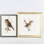 Carolyn Hong, 2 oils on opaque glass, birds studies, largest 18cm x 18cm, framed, Canada Studio