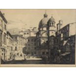 Francis Unwin (1885 - 1925), etching, Italian street scene, signed in pencil, plate 24cm x 34cm,