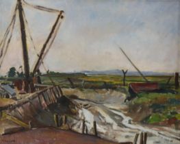 Muriel W Lyle, oil on canvas, marshes Rye, signed, 40cm x 50cm, framedq Good condition