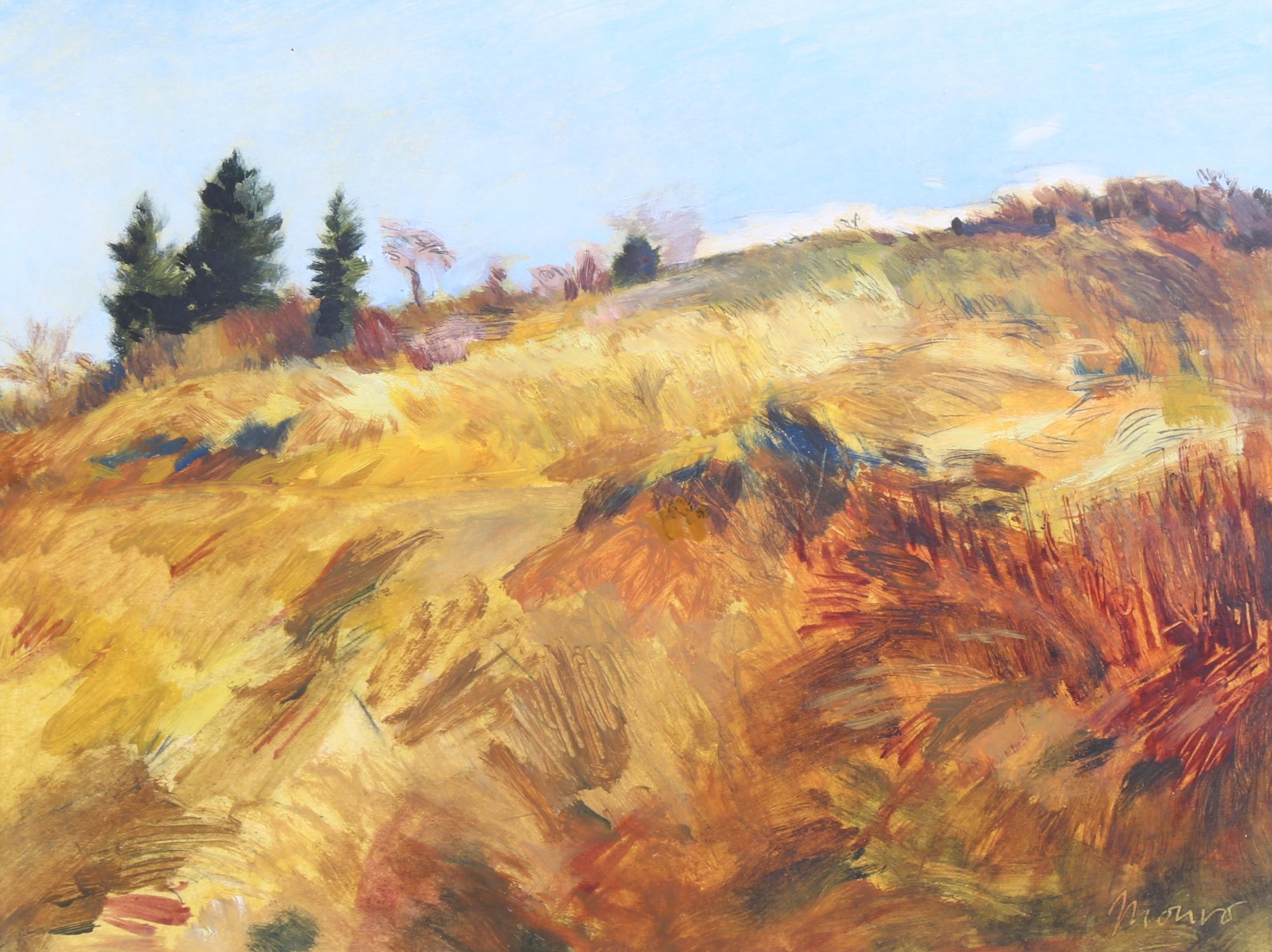 Monro, oil on paper, landscape at Okanagan, 21cm x 27cm, framed, provenance: Masters Gallery Alberta