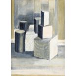 J W Murray, oil on board, geometric still life, signed with monogram, 35cm x 25cm, framed Good