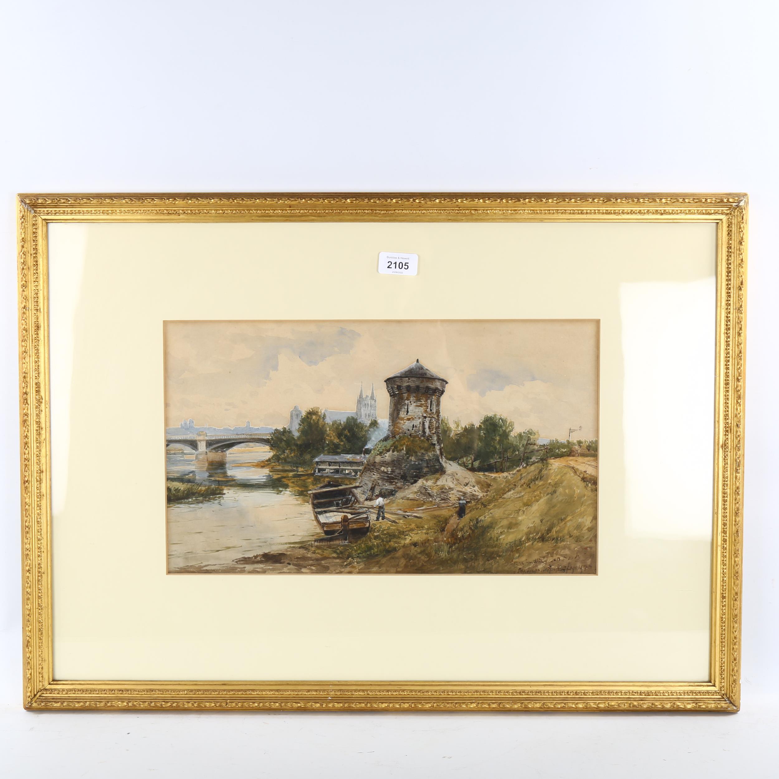 Thomas Bush Hardy, 19th century watercolour, river scene, signed and inscribed, 25cm x 42cm, - Image 2 of 4