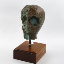 Eduard Louis Ladan (1918 - 1992), bronze abstract head sculpture, signed and numbered 2/5, woodblock