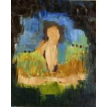 Geoffrey Lilley, mid-20th century oil on canvas, abstract figure, artist stamp on stretcher,