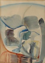 Nyberg, mid-20th century watercolour abstract, signed and dated '54, 36cm x 26cm, framed Even
