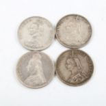 4 Victorian double florin coins