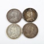 4 Victorian double florin coins