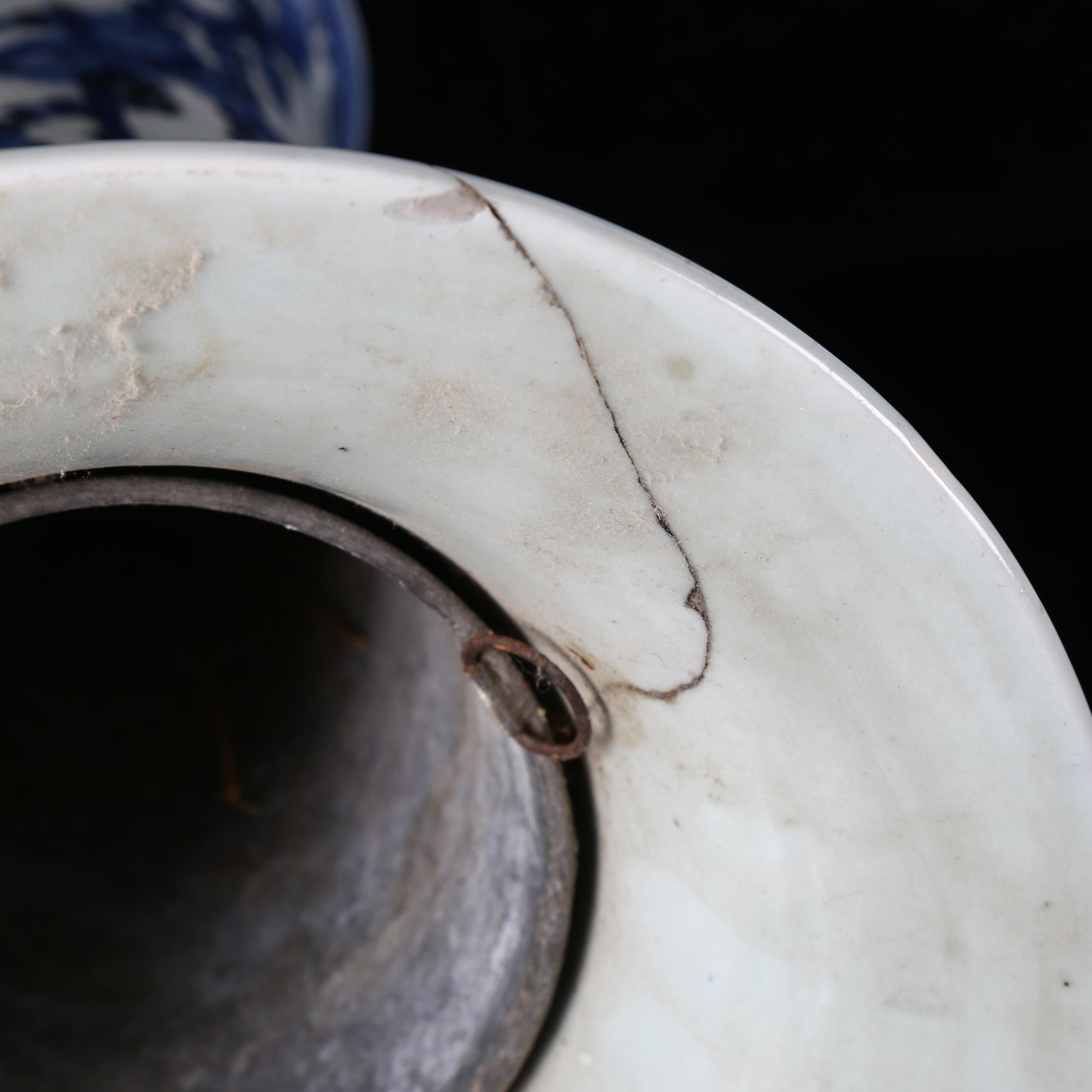 A Chinese blue and white beaker vase, 19th century, decorated in underglaze blue with floral sprays, - Image 8 of 11