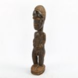 African Dogon carved wood Tribal fertility figure, height 35cm A few age-related splits