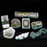 A Chinese famille verte 'Dragon' scribe's writing set, including brush pot, ink pot, brush washer,
