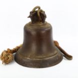 A Victorian bronze bell, by J Warner & Sons, dated 1856, with coronet mount and raised inscription
