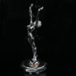 Art Deco chrome plate Desmo car mascot, in the form of a naked woman with outstretched arms,