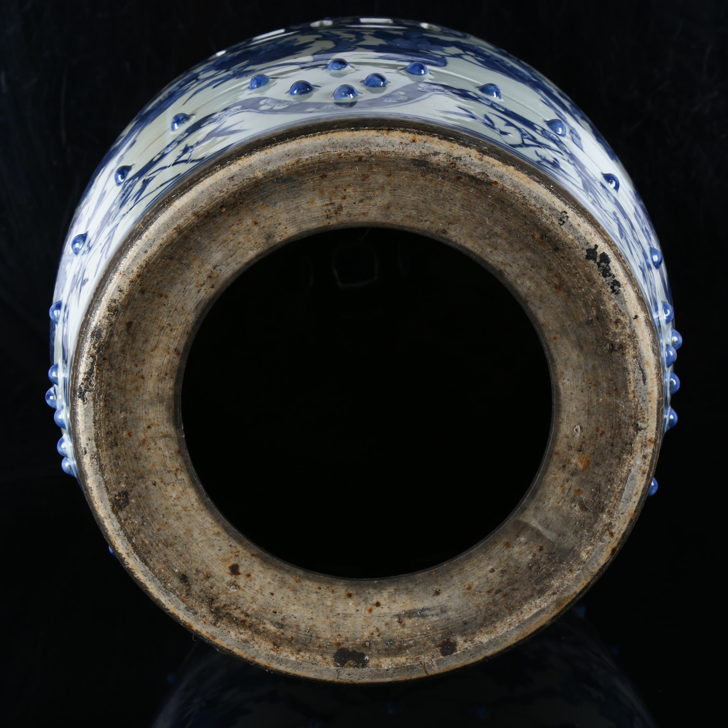 A Chinese blue and white 'Dragon' garden barrel seat, 19th century, underglaze blue decorated with - Image 10 of 10
