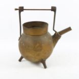 A Victorian brass kettle, designed by Dr Christopher Dresser for Benham & Froud, impressed marks