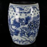 A Chinese blue and white 'Dragon' garden barrel seat, 19th century, underglaze blue decorated with
