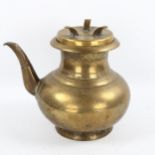 A Chinese polished bronze wine ewer and cover, height 17cm Good condition, surface very slightly