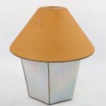 An unusual Art Deco iridescent and coloured glass lantern light shade, moulded in 1 piece, height