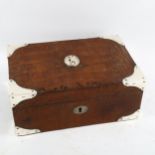 A Victorian silver and crocodile skin cigar box, by Sampson Mordan & Co, hallmarks London 1884, 22cm