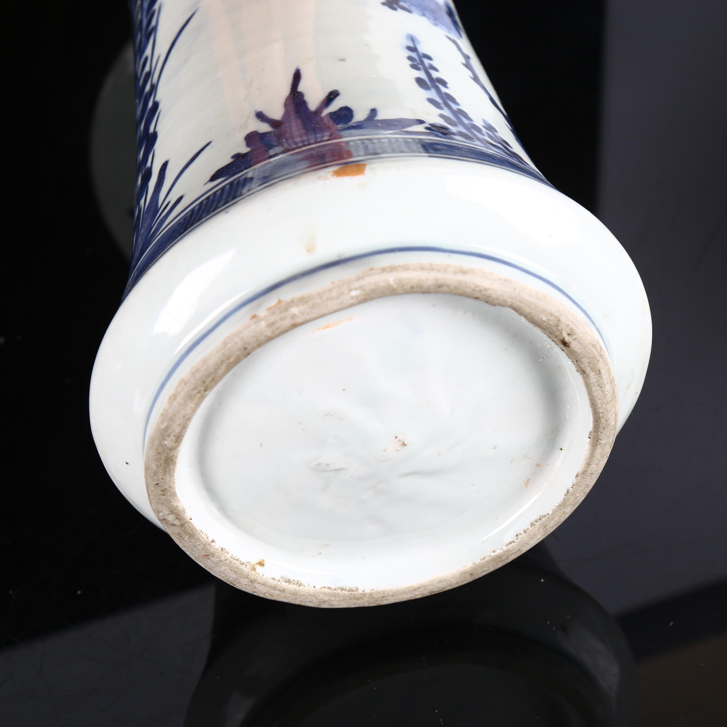 A Chinese blue and white beaker vase, 19th century, decorated in underglaze blue with floral sprays, - Image 11 of 11