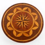 An Italian/Maltese parquetry inlaid revolving stand, early to mid-20th century, diameter 30cm