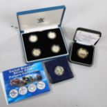 A collection of British silver proof coins, with certificates 2001 wireless bridges £2 1986 Northern