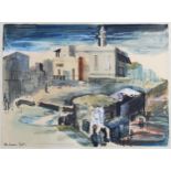 Leslie Moore (1913 - 1976), Egyptian town scene, signed and dated 1942, 25cm x 33cm, framed Very