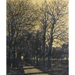 Francis Kelly, sugartint, etching, Hyde Park, signed in pencil, plate 60cm x 50cm, framed Margin