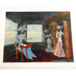 Lucien Coutaud (1904 - 1977), original lithograph, surrealist interior, signed in pencil, dated '76,