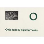 Enid Marx (1902-1998), limited edition wood engraving on paper, Owls hunt by night for Voles, from