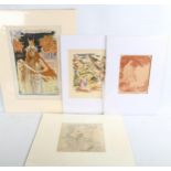 G Bussiere, Ernest Laurent and D'Othon Friesz and J Pascin, 4 prints (3 original lithographs and 1