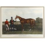 J Harris, after J F Herring, hand coloured engraving, Teddington, winner of Derby Stakes at Epsom