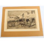 David Donald, etching, Tangiers, signed in pencil, plate 18cm x 27cm, mounted Even paper