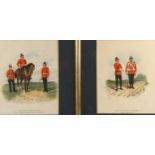 R Simkin, pair of 19th century colour prints, studies of military uniform, 30cm x 24cm, framed