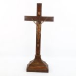 A 19th century rosewood crucifix with boxwood mount, height 55cm