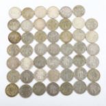48 half crown coins, all pre-1947