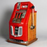 Mills High Top Bonus Bell fruit machine converted to one-armed bandit, operating on an old 6d,
