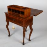 An 18th century Italian/Maltese walnut fold over combination tea/writing table, the top opening to