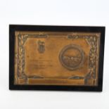 Army Swimming Championships 1954 bronze prize plaque, awarded to L/Cpl Hewetson RMP, 10cm x 14cm
