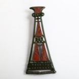 An Iron Age, Bronze Celtic openwork brooch, with red enamel panels, length 13.5cm Metal work is