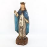 18th/19th century carved and painted wood religious figure, height 47cm