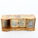 A Chinese soapstone miniature side cabinet with inlaid mother-of-pearl decoration, length 24cm