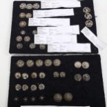 A group of various Victorian and Edwardian silver buttons, and a small group of Victorian white