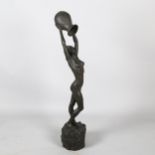 Enzo Plazzotta (Italian, 1921-1981), large patinated bronze sculpture, The Pitcher Girl