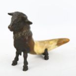 A Victorian bronze bull design desk ornament, Victorian diamond registration mark, height 15cm