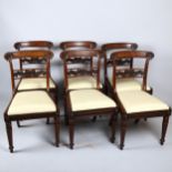 A set of 6 Regency mahogany dining chairs, with carved tablet top rails, acanthus back rails and