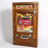 Ruffler & Walker Rowntree's Fruit Gums wall amusement arcade machine circa 1950s, oak case,