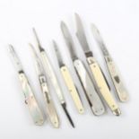 A group of 5 penknives, including 3 with mother-of-pearl mounts, George Wostenholm, IXL, Rodgers and